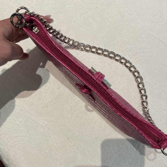 Longchamp Fuchsia Pink Roseau Crocodile Embossed Mini Purse - Picture 6 of 10